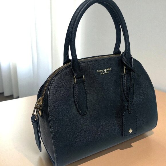 Kate Spade New York Reiley Dome Satchel Black Saffiano Leather Gold Hardware - Picture 5 of 10